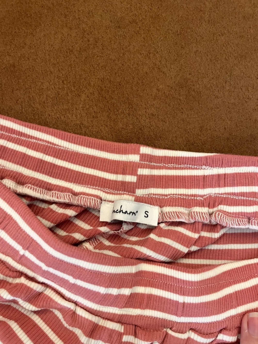 Boutique Womenspink and white striped ribbed halterneck top and lounge pants set - Picture 9 of 11